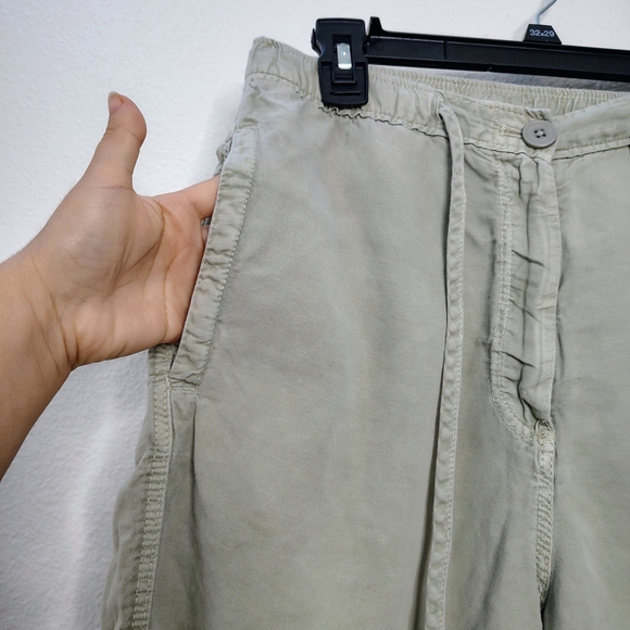 Zara Casual Barrel Pants,Olive Linen Blend Straight Leg Trouser Sz M Waistband - Picture 4 of 9